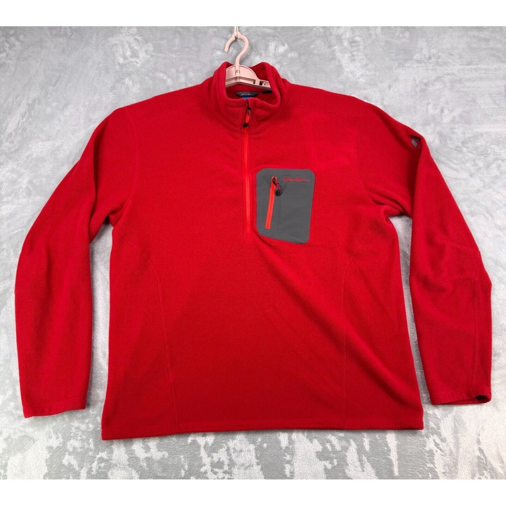Eddie Bauer Polartec Fleece Pullover Mens XL Red Half Zip Outdoor Hiking